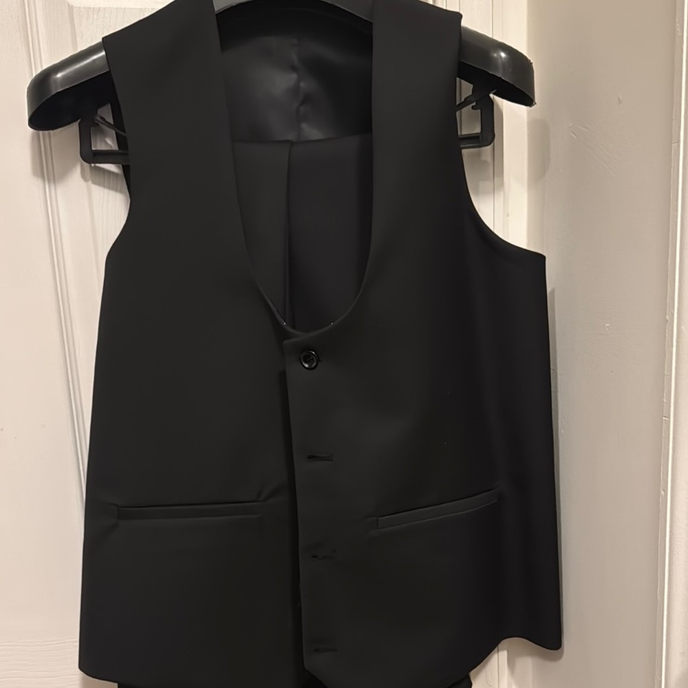 Black Suit Vest with Tailored Fit and Deep V-Neckline